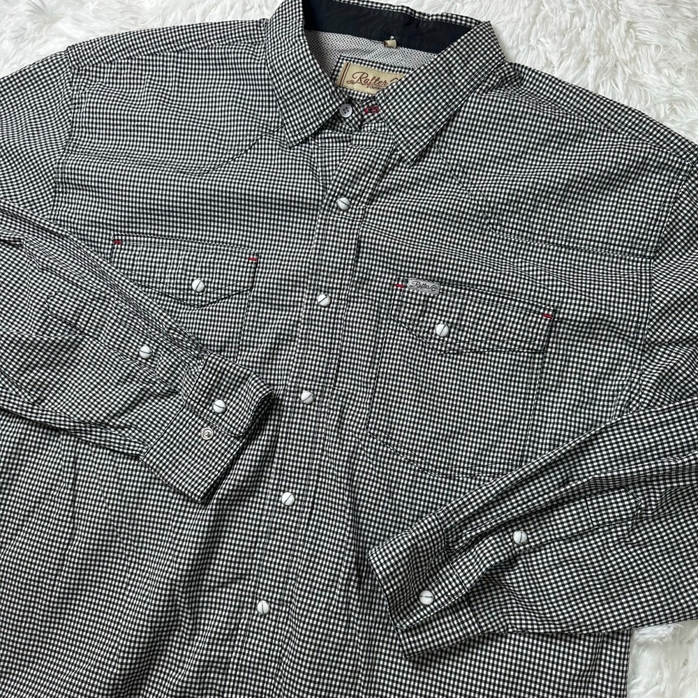 Rafter C Outdoors Western Shirt Mens XL Black White Check Snap ProFlex 45